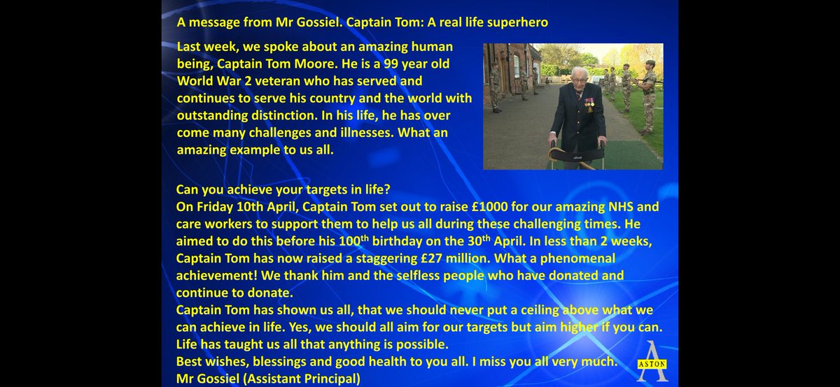 academy_aston's tweet photo. An assembly message from Mr Gossiel https://t.co/Zcq2IvYSUF