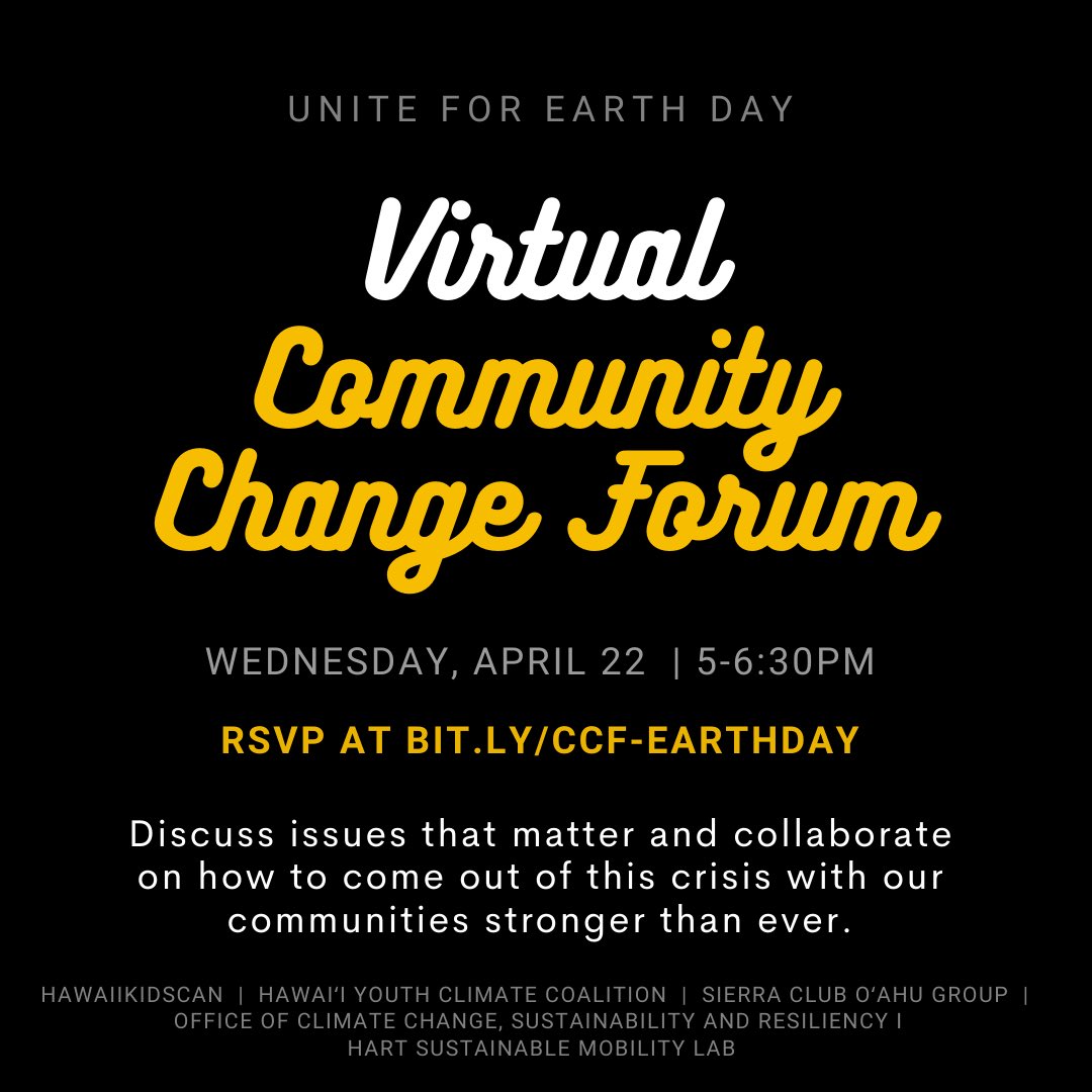 In honor of Earth Day &amp; our collective island resiliency, we are so excited to have you join us in a conversation on building a vision for a post-COVID-19 world. 

Join this forum to honor our communities and the 50th anniversary of Earth day.
rsvp at bit.ly/CCF-EARTHDAY
