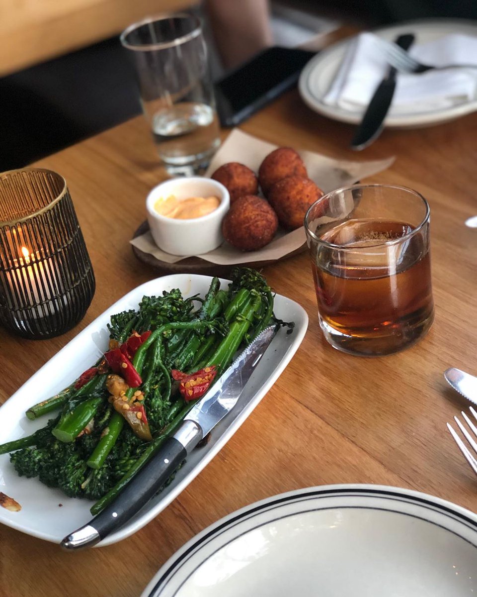 Broccolini, Dungeness Crab Arancini and a cocktail--the perfect prelude to some pizza. 📷: <a href="/diegosama2/">Diego Alexander</a>