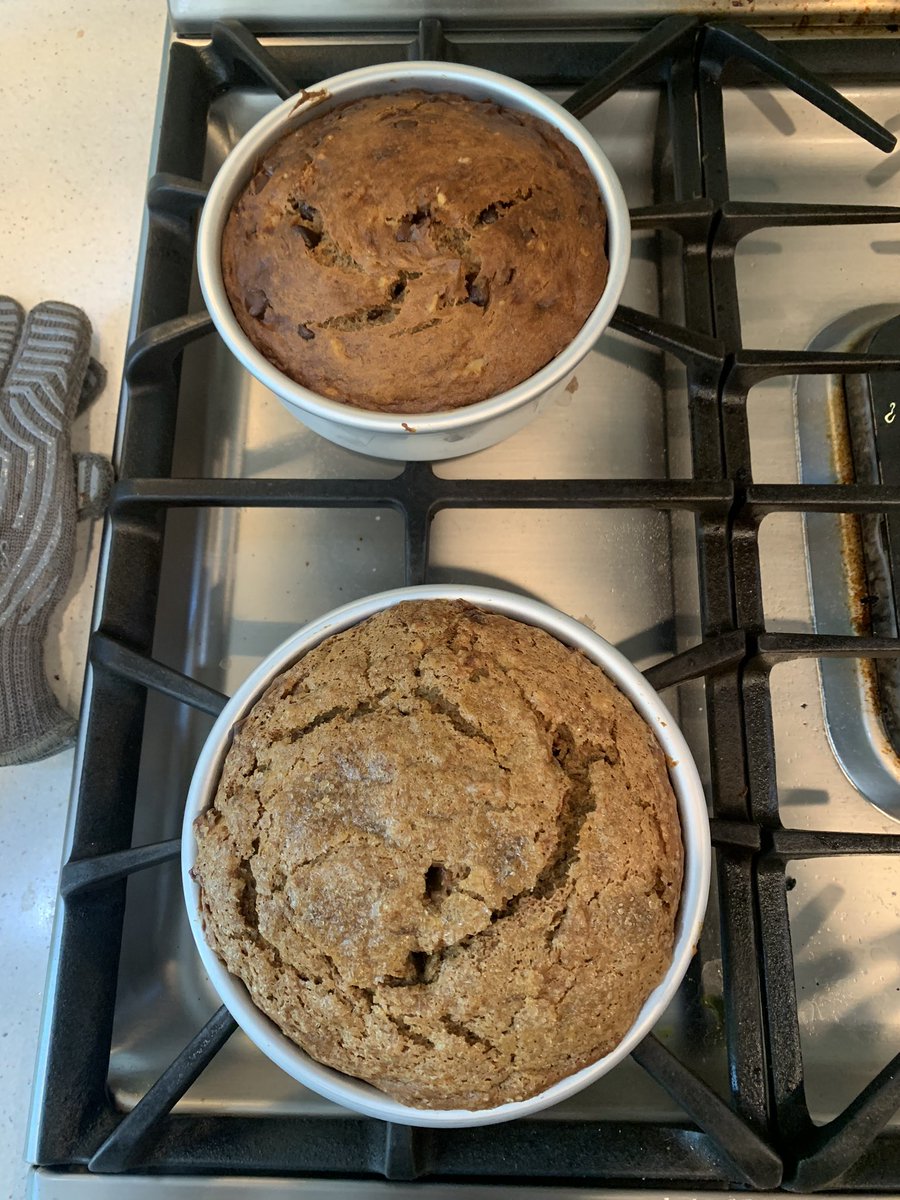 I compromised and split a recipe in half and made us each our own. I used the Smitten Kitchen Ultimate Banana Bread recipe and added walnuts to both, and chocolate chips to one.