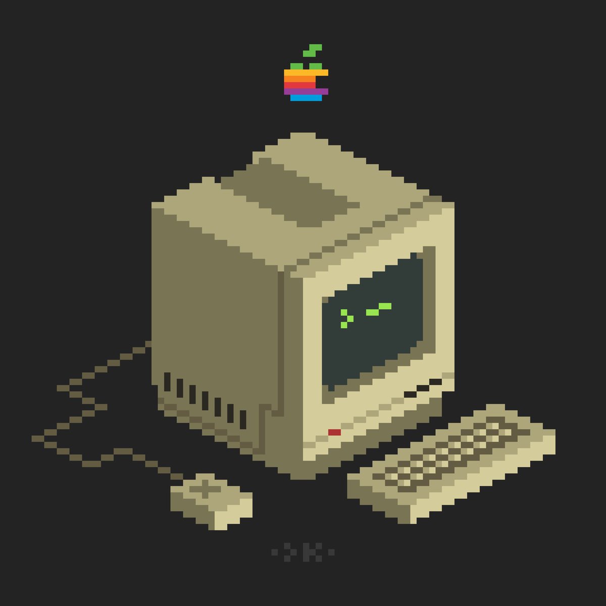 Okkoinu Tiny Macintosh Pixelart Pixel ドット絵 Apple Mac Macintosh Vintage