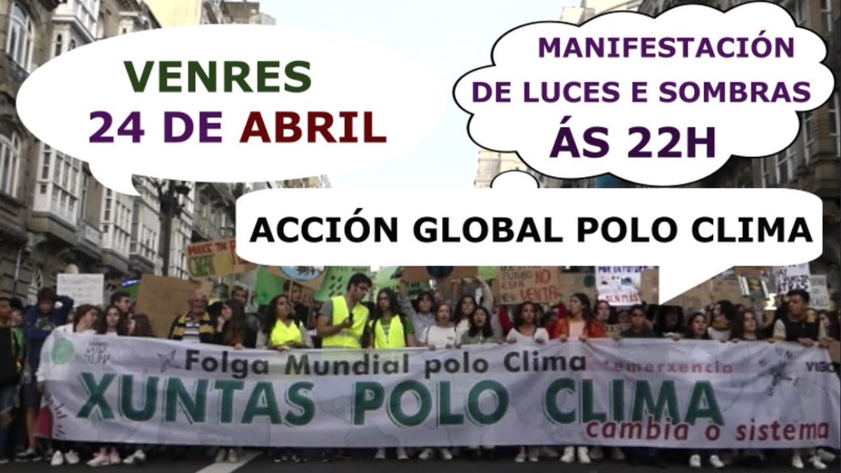 Hoxe máis que onte, Actuemos pola saúde do planeta!!  ❤✊  
Este 24 de Abril ás 22.00 sae a túa fiestra, barcón ou terraza e únete á #AcciónGlobalPoloClima
 youtu.be/9jtc0D8oGDc