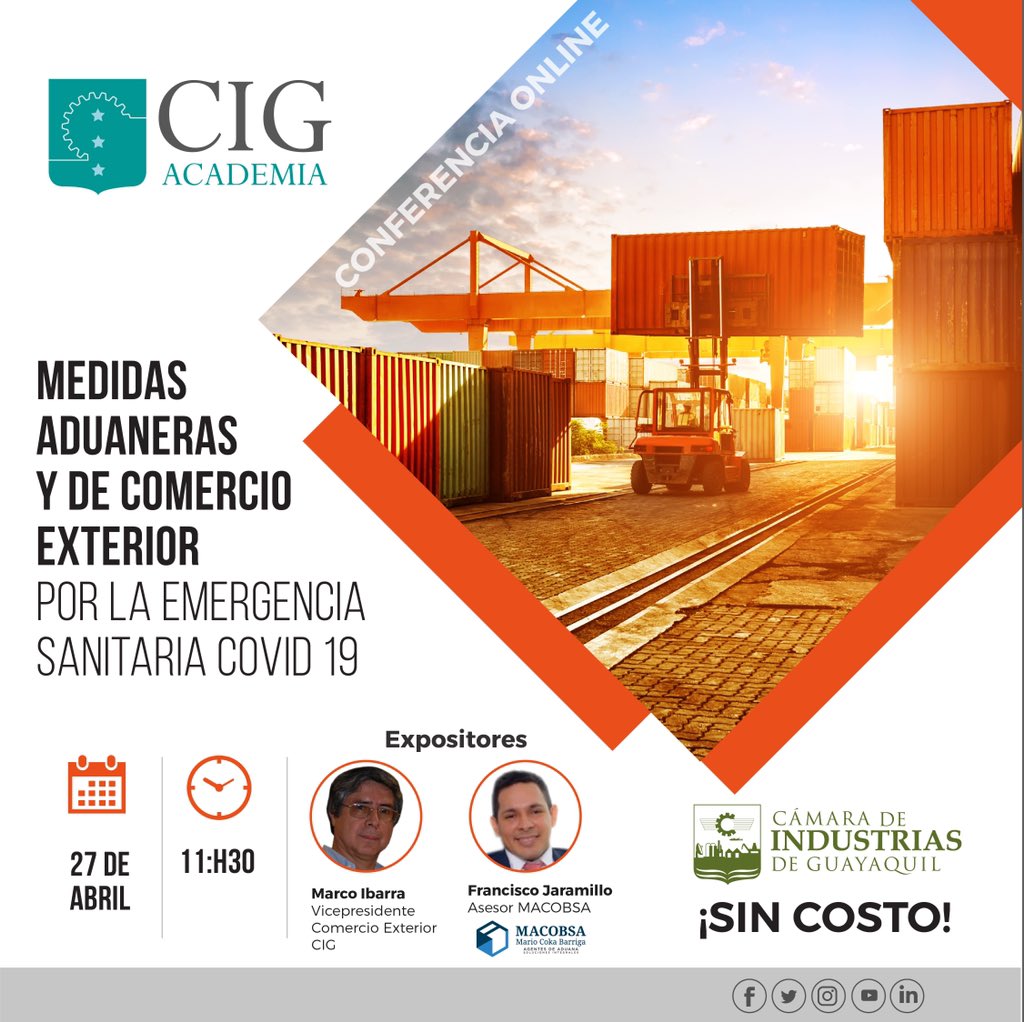 mariocoka's tweet photo. Conferencia sobre “Medidas aduaneras y de Comercio Exterior por la emergencia sanitaria COVID-19” 
Registro: https://t.co/qZZIq7KaIV https://t.co/qJhSxRTwDb