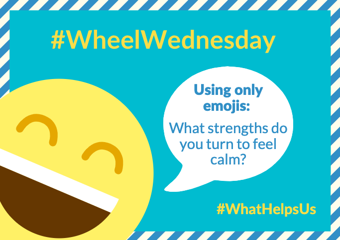 sourcesstrength's tweet photo. It's #WheelWednesday, so we want to check-in! Our focus this week is "Calm," so tell us what helps you feel calm using ONLY emojis. Tag a friend or two so they can play the guessing game too! #WhatHelpsUs https://t.co/jXl02RWCzD
