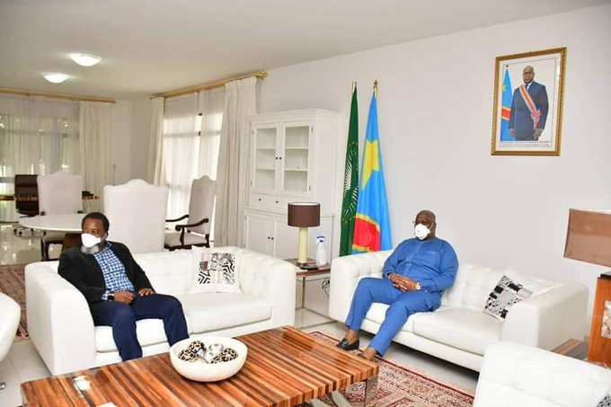 drcJosephKabila's tweet photo. #RDC: En mode masqué avec le Président de la République, Son Excellence Félix Tshisekedi Tshilombo @covid19 https://t.co/jTPspfQx9I