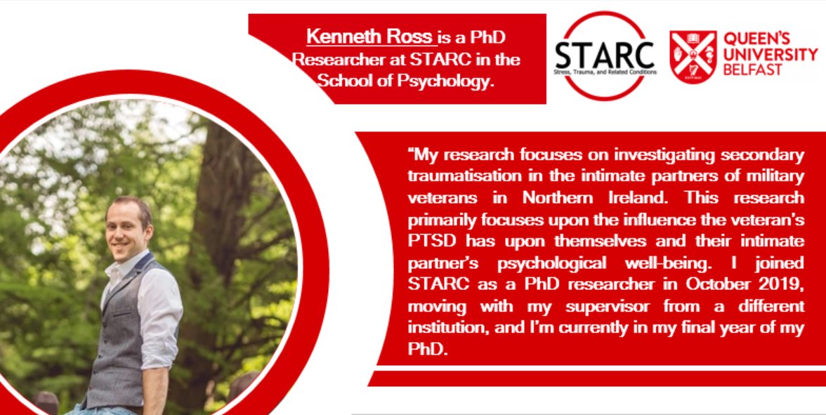 STARC_RL's tweet photo. Today we have the pleasure of introducing Kenneth Ross. Kenneth is in the final stages of his #PhD, which has focused on secondary #traumatisation in spouses. #PTSD #Military #Veterans - Also looking forward to getting these papers out for publication. https://t.co/Ar3uHdHVPS