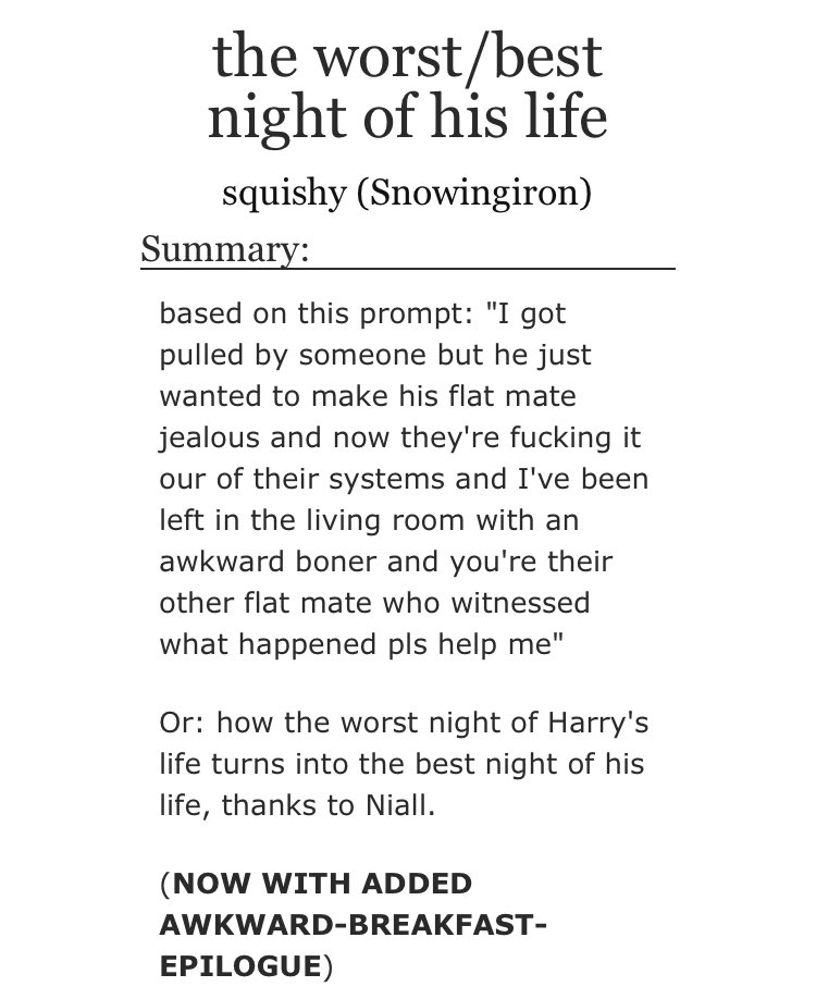 “the worst/best night of his life” by squishy•it’s cute•fluff and some  if u know what i mean https://archiveofourown.org/works/12906468/chapters/29485554