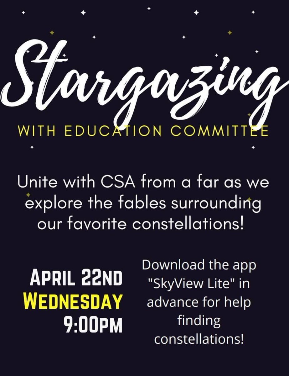 come gaze at the stars 🤩 with the education committee via zoom tomorrow night!!!  ✨⭐️💫*swimming goggles not necessary