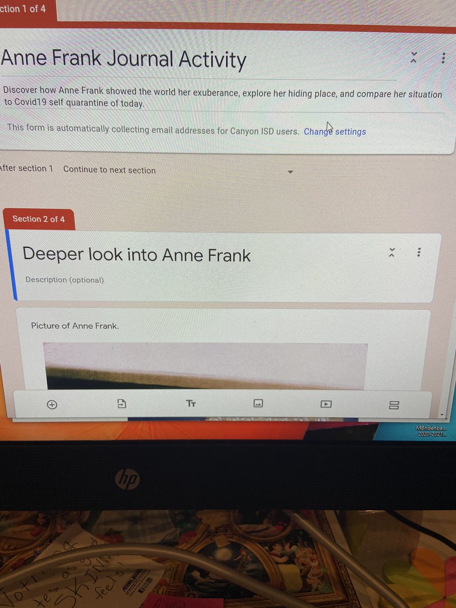 LibraryPinnacle's tweet photo. Students were able to read about Ann Frank (Epic and Discovery Learning), take a virtual tour of the annex she lived in, and compare and contrast their experience with hers all brought together with a Google form!#CISDRocks #Pinnacleintermediate https://t.co/ks5iclS5pX