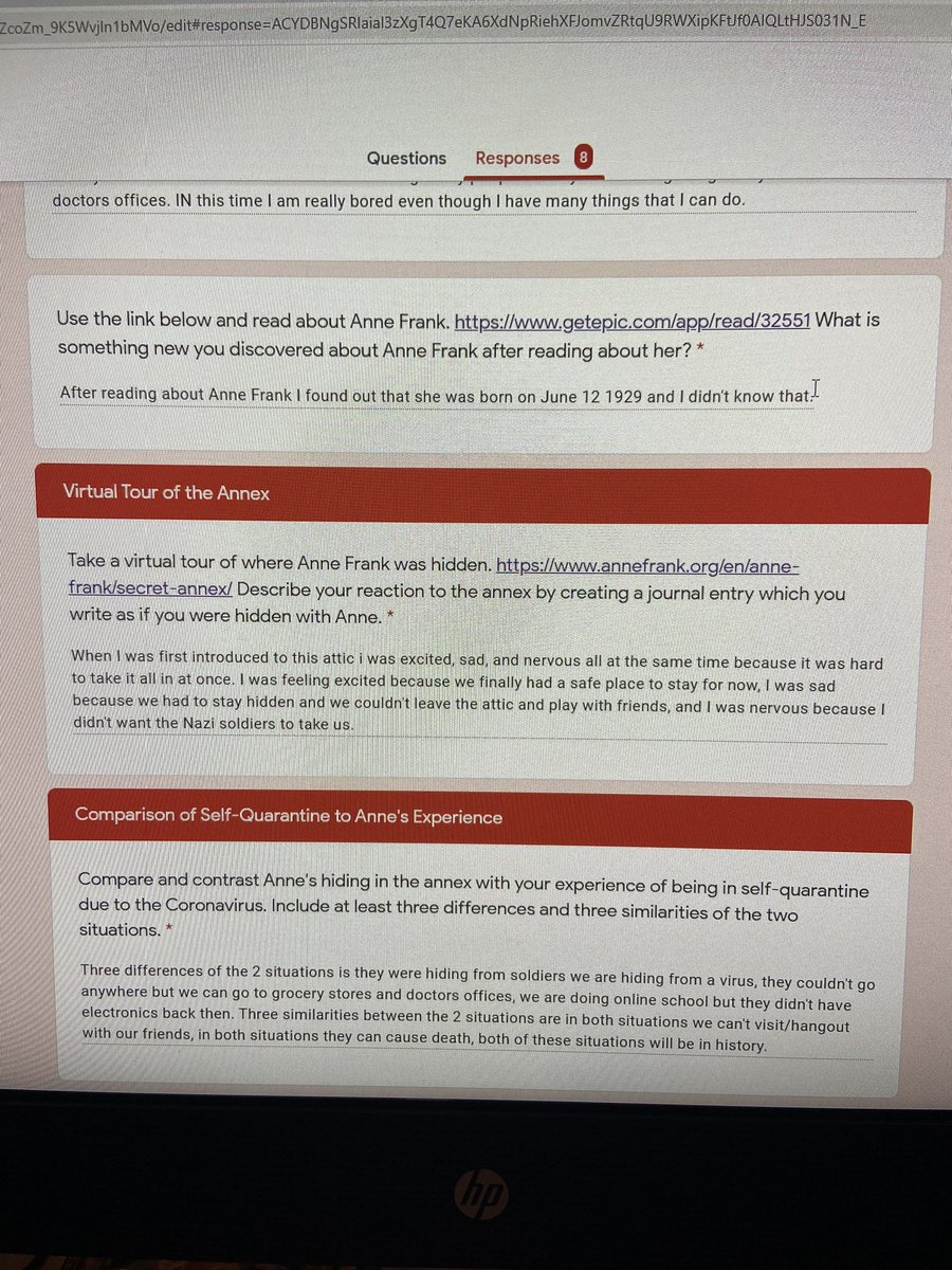 LibraryPinnacle's tweet photo. Students were able to read about Ann Frank (Epic and Discovery Learning), take a virtual tour of the annex she lived in, and compare and contrast their experience with hers all brought together with a Google form!#CISDRocks #Pinnacleintermediate https://t.co/ks5iclS5pX