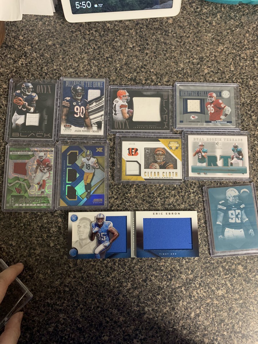 Last football lot. Random patches. Top row is all game worn (sweet) and a Dwight freeny 1/1 I don’t even remember buying. I paid I think $22-26 for the entire thing I don’t remember exactly.