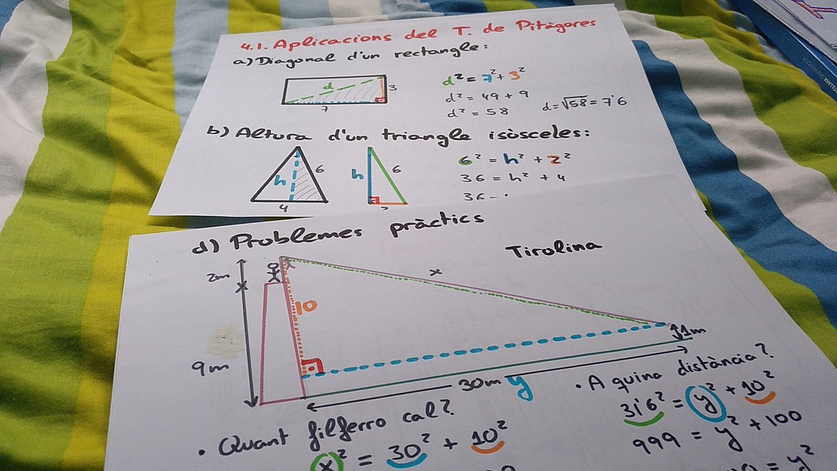 CndidoGmez's tweet photo. A 2n d'ESO hem descobert el Teorema de Pitàgores i les seves aplicacions!
#Pitàgores #geometria #matemàtiques #coloraines #matesencolors #confinament #joemquedoacasa #aprenemacasa #insblanxart #Terrassa #docencia #educació
https://t.co/XXhAWFfMtS https://t.co/a1WBQhKm1Y