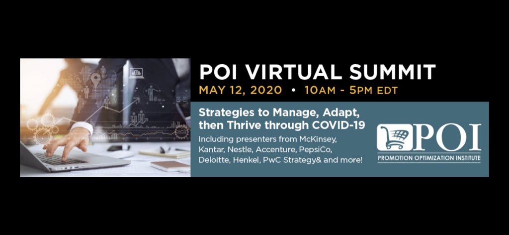 MikeKantor's tweet photo. Learn (Covid-19 Adaptation, RGM, TPM, AI, Adv Analytics, Omnichannel execution) with; Nestle, Kantar, Kind, Accenture,PepsiCo,Salesforce,Deloitte,Visualfabriq, PwC Strategy&amp; Perfetti Van Melle UpClear Henkel SAP McKinsey Rich Products Blacksmith, and more
 #PoiVirtualSummit2020 https://t.co/tPG5ARvbYY