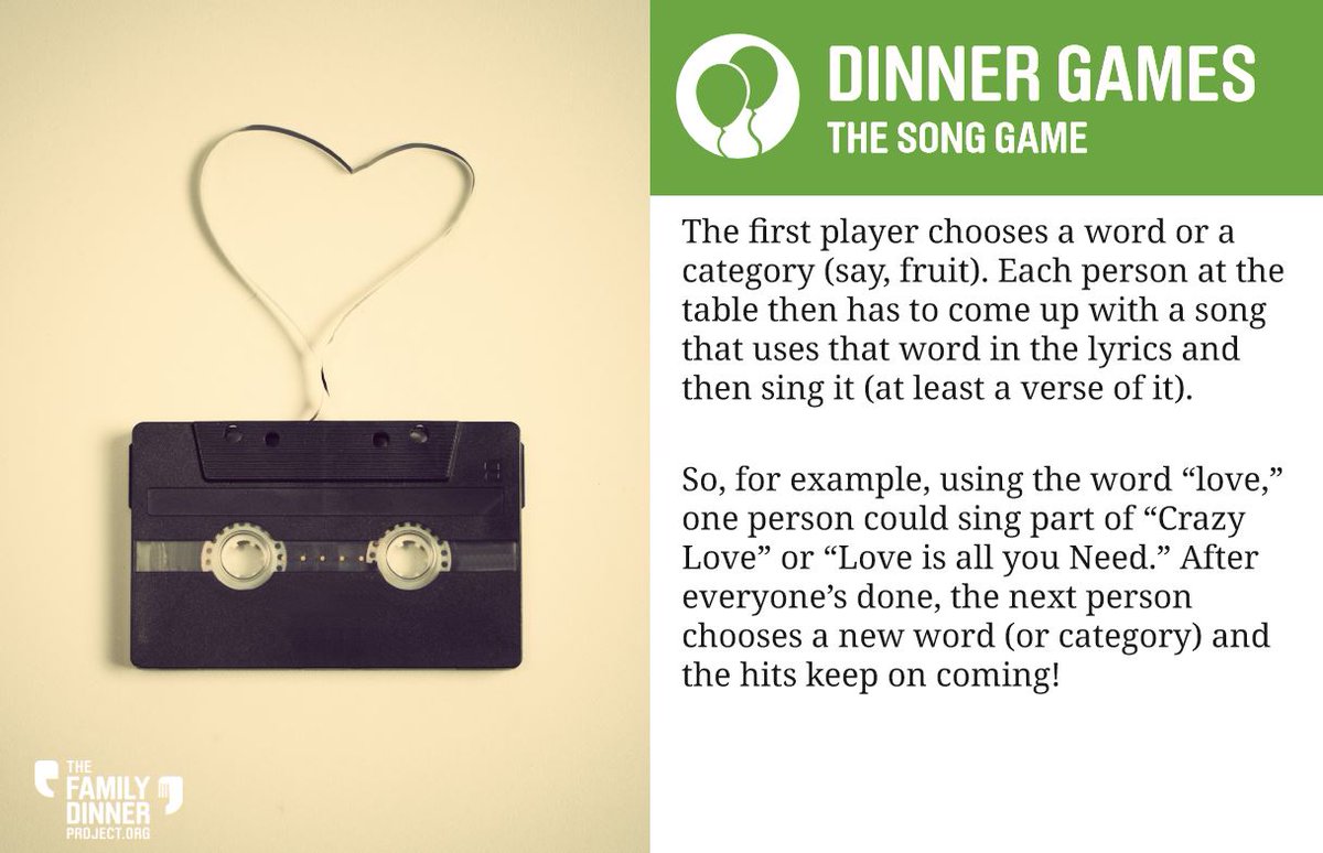 Need a fresh way to keep everyone busy? Try the Song Game! #familydinner #stuckathomefun #stayhome #fun #dinnergames