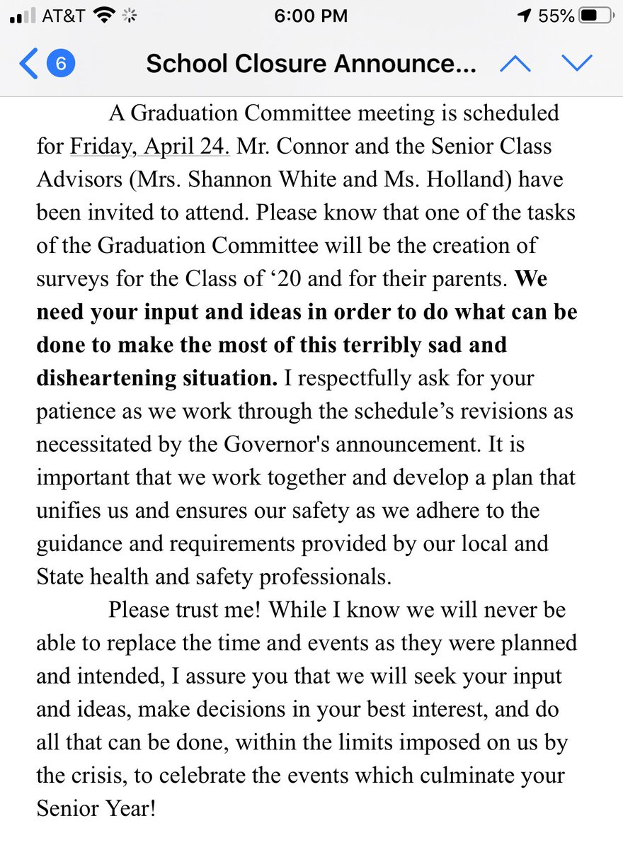 WSPS_WSHS's tweet image. A message from your heartbroken principal to @wshsterriers Class of ‘20. I sent a message to you via email and ask you to share it with your families!