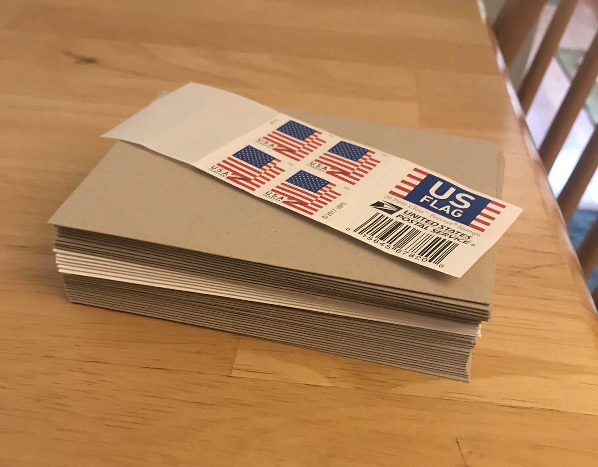 MollyCWard87's tweet photo. I have been slowly but surely writing notes to each of my staff members (&amp; a few others). Finally got them all done today— Into the mail they go! #usps #covid19 #SilverLiningPost #sendsomecheer #littlethings #care #compassion https://t.co/5pXVY1uNVr