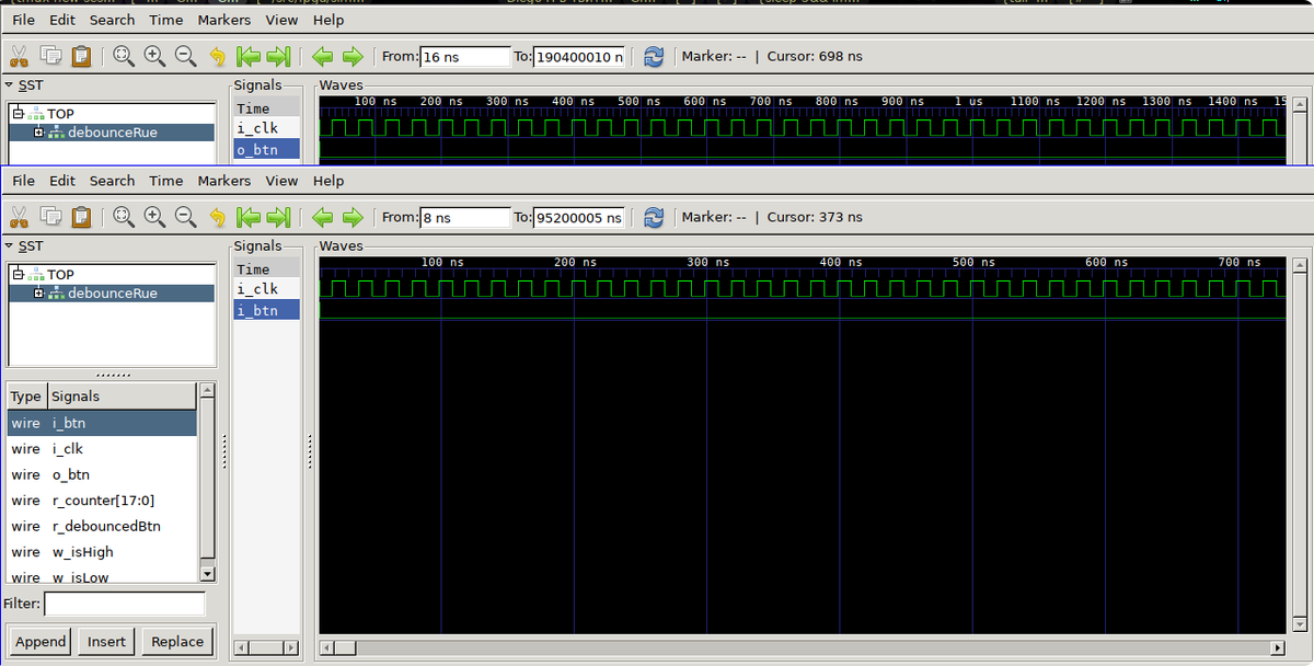 YLRabbit's tweet image. I was not so lucky with this utility: although it compresses well, but when I needed accurate tracking of time intervals, a surprise awaited me: the timeline when displaying the VCD and FST files in #gtkwave did not match. 
$ timescale 2ns $
VCD-upper window
FST-lower window