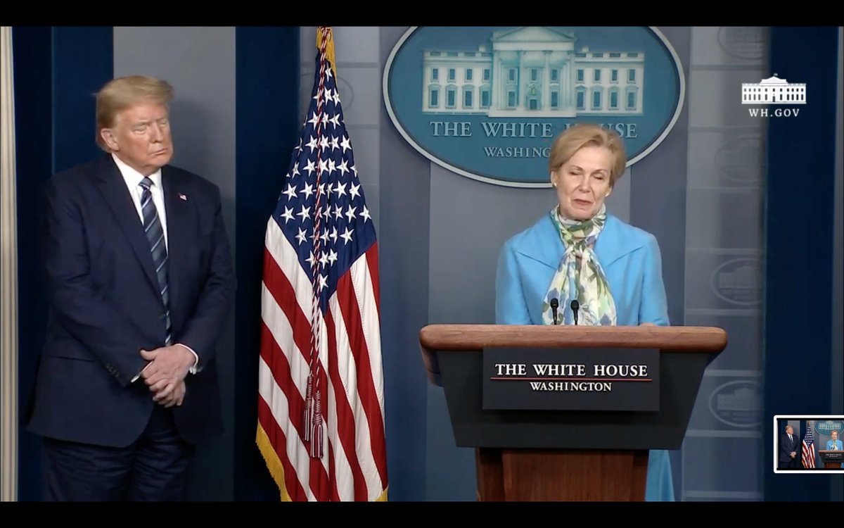 Birx's turn to do the daily "Seriously, everybody. Social distancing. You have to have to have to do it." part of the  #Briefing. Meanwhile, here's  #Trump, literally nodding off as she speaks: