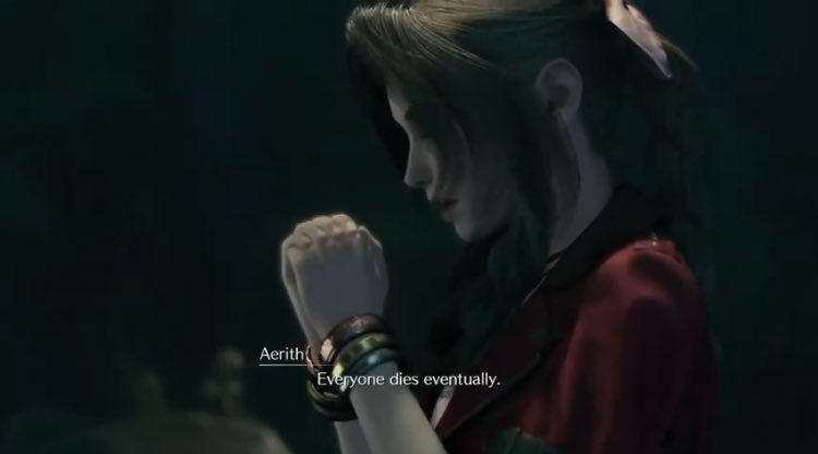 Knowing that, and seeing the direction the story went in, it makes sense. Sephiroth clearly knows things he shouldn’t know yet. He’s seen the future, and from Aerith’s dialogue, it appears she knows shit too.This isn’t their first rodeo.