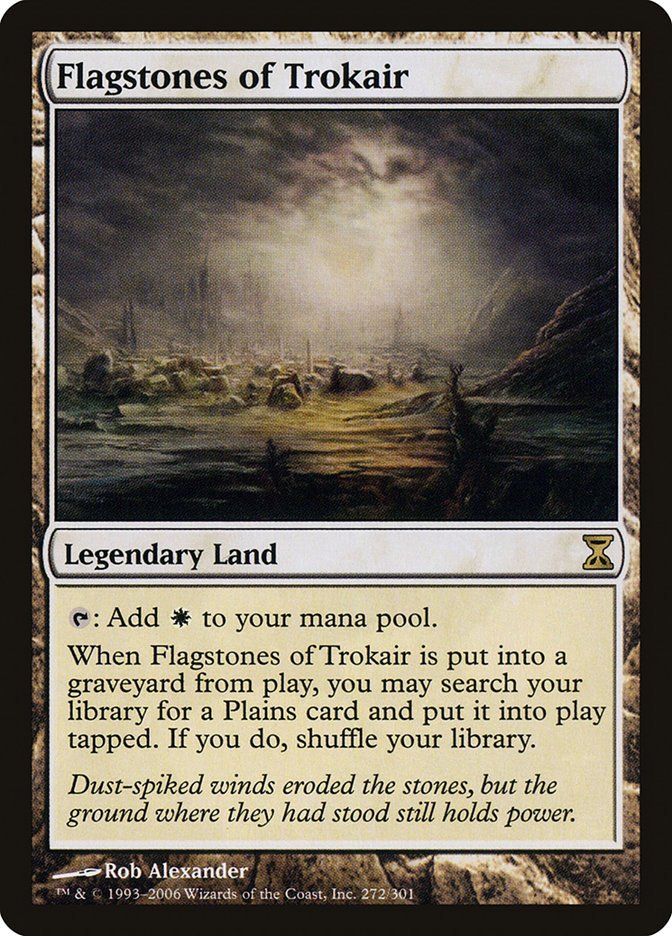 This isn't a commander pairing, but Flagstones of Trokair is solid tech in any deck with Harrow, Springbloom Druid, or Crop Rotation. You won't have them together all the time, but when you do... magic.