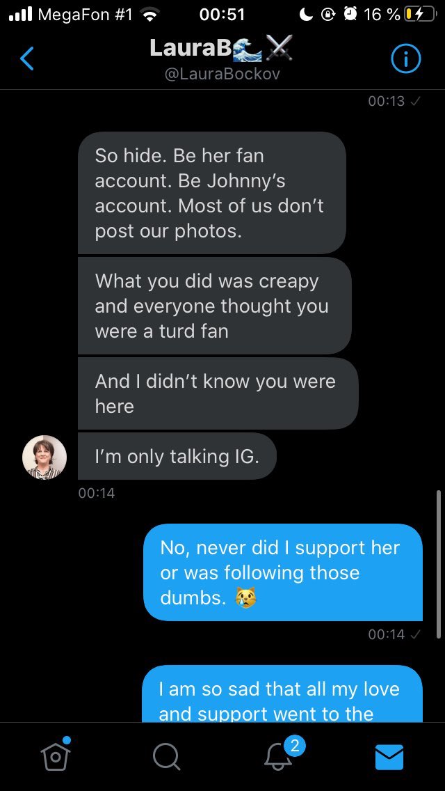 Adam can determine by himself who is a troll and who is not. She explained why she used a fake account. To both of them. And she used a famous model’s picture. Like we use Depp’s photos. I know you are doing this for clout and attention. You are not a leader
