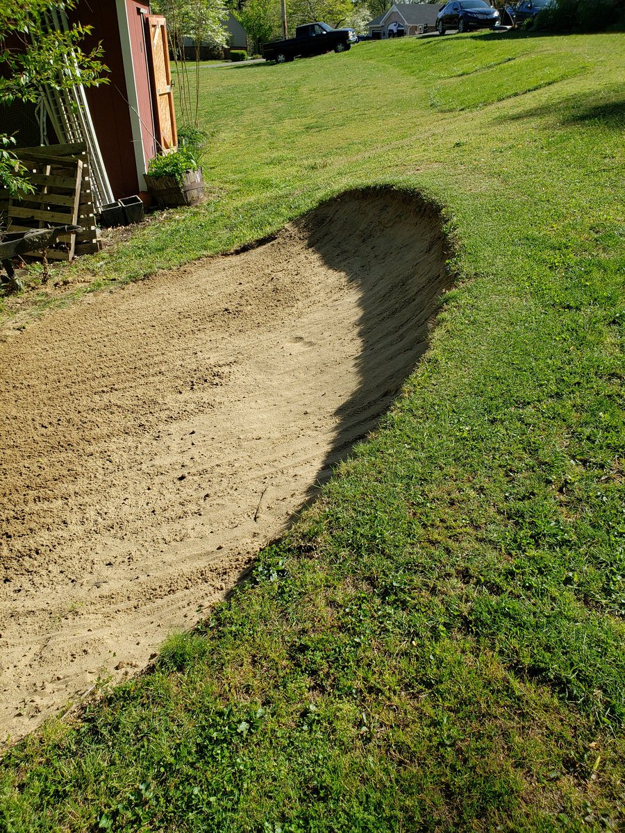 bradharrisgolf's tweet image. Quarantine Home bunker. #StayHome #backyardprojects #golfisfun