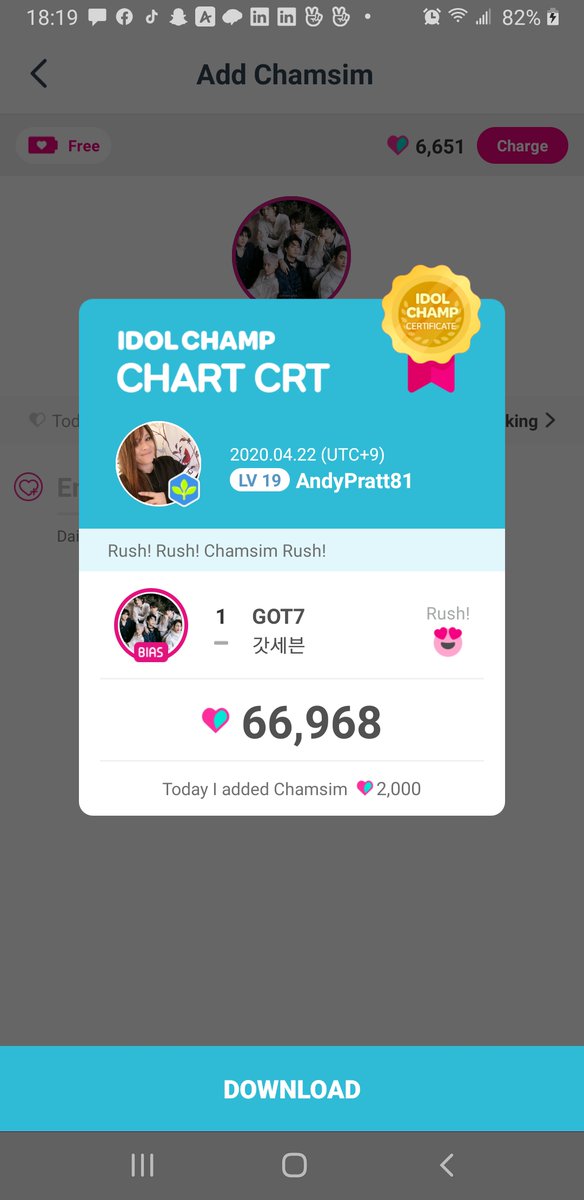 You can only give 100 Time Chanism (blue hearts) but you can give more ruby chanism (red hearts). Enter the amount and click "confirm." You can see your certificate if you need SS proof.  @got7official  #GOT7    #갓세븐  #IGOT7   #아가새  #나빠이더문   #GOT7_DYE_OUTNOW  #GOT7_NOTBYTHEMOON  