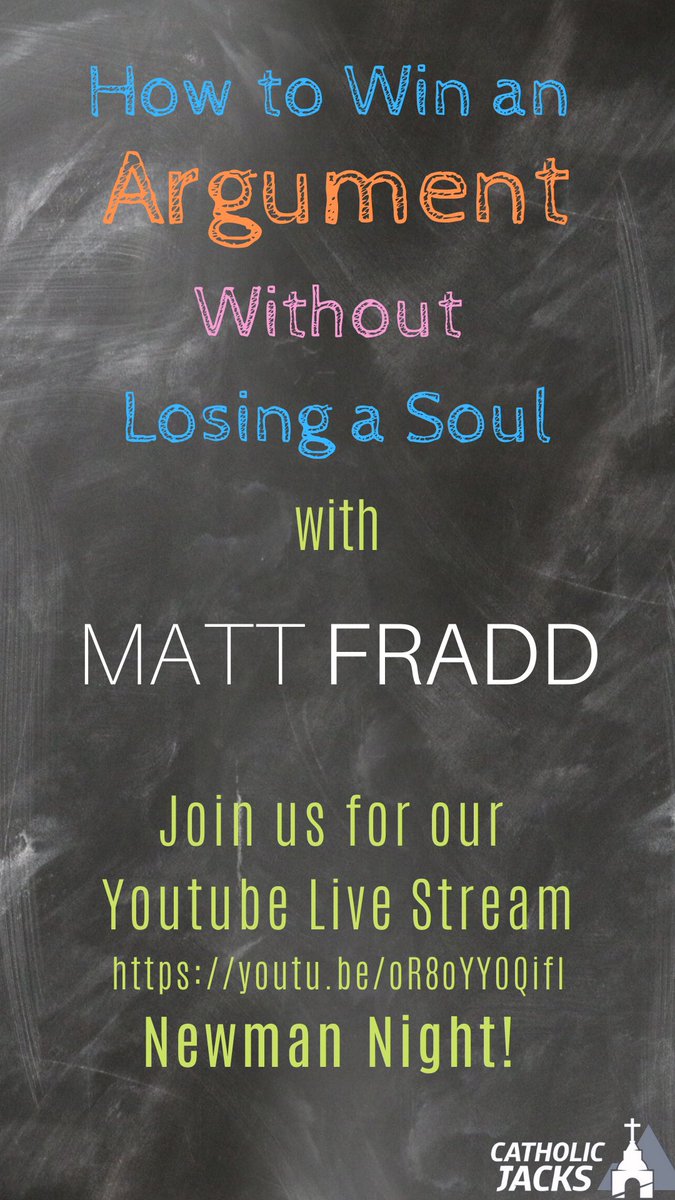 CatholicJacks's tweet photo. Matt Fradd will be joining our Newman Night live on YouTube this Thursday 7-8pm! Join us!!🙌🎉 https://t.co/CqsutKn4Yx