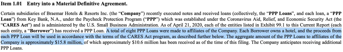 Meanwhile, a closely linked but separate company that owns 13 hotels – including Ritz-Carltons in Sarasota and Lake Tahoe – got eight PPP loans totaling $15.8 million. That company, Braemar Hotels & Resorts Inc., did nearly $500 million in revenue last year.