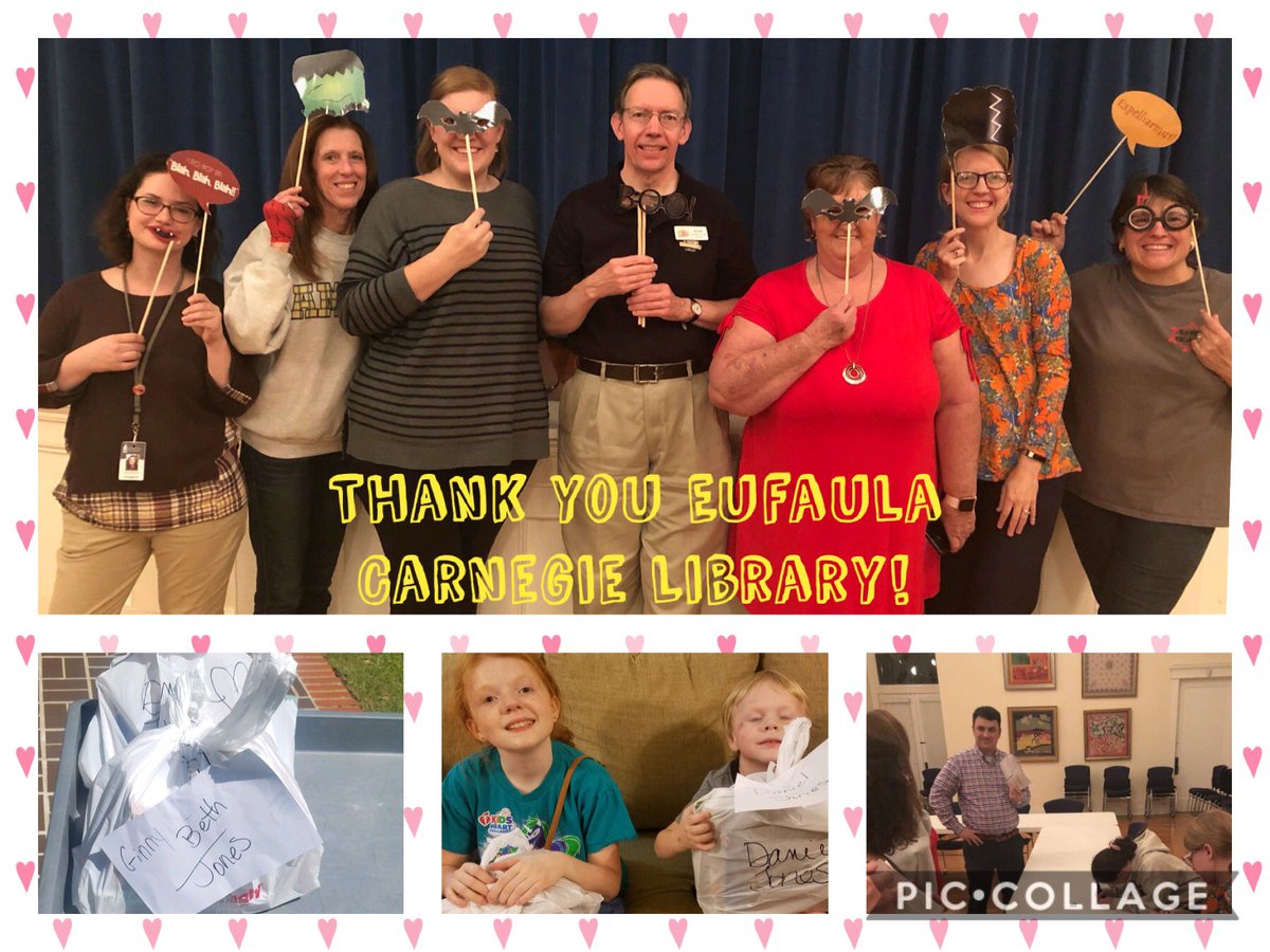 MicheleEPSlib's tweet photo. For National Library Week today is the day to say thanks to our local librarians!  Thank you Eufaula Carnegie Library for all you do with our partnership with ECS!  We love you!!!  @EufaulaCS @EufaulaPrimary @cityofeufaula  #NationalLibraryWeek https://t.co/F3buTrkDYc