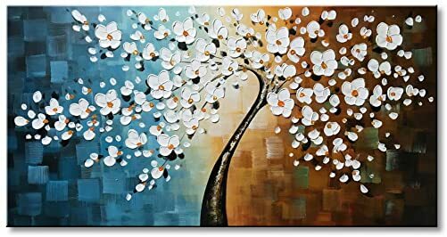 Winpeak Art Handmade Plum Tree Blossom Modern Canvas Flowers Artwork Contemporary Abstract Floral Paintings on Canvas Wall Art for Home Decorations Wall Decor Stretched and Ready to Hang 48 W x 24 H simpleanddelish.com/winpeak-art-ha…