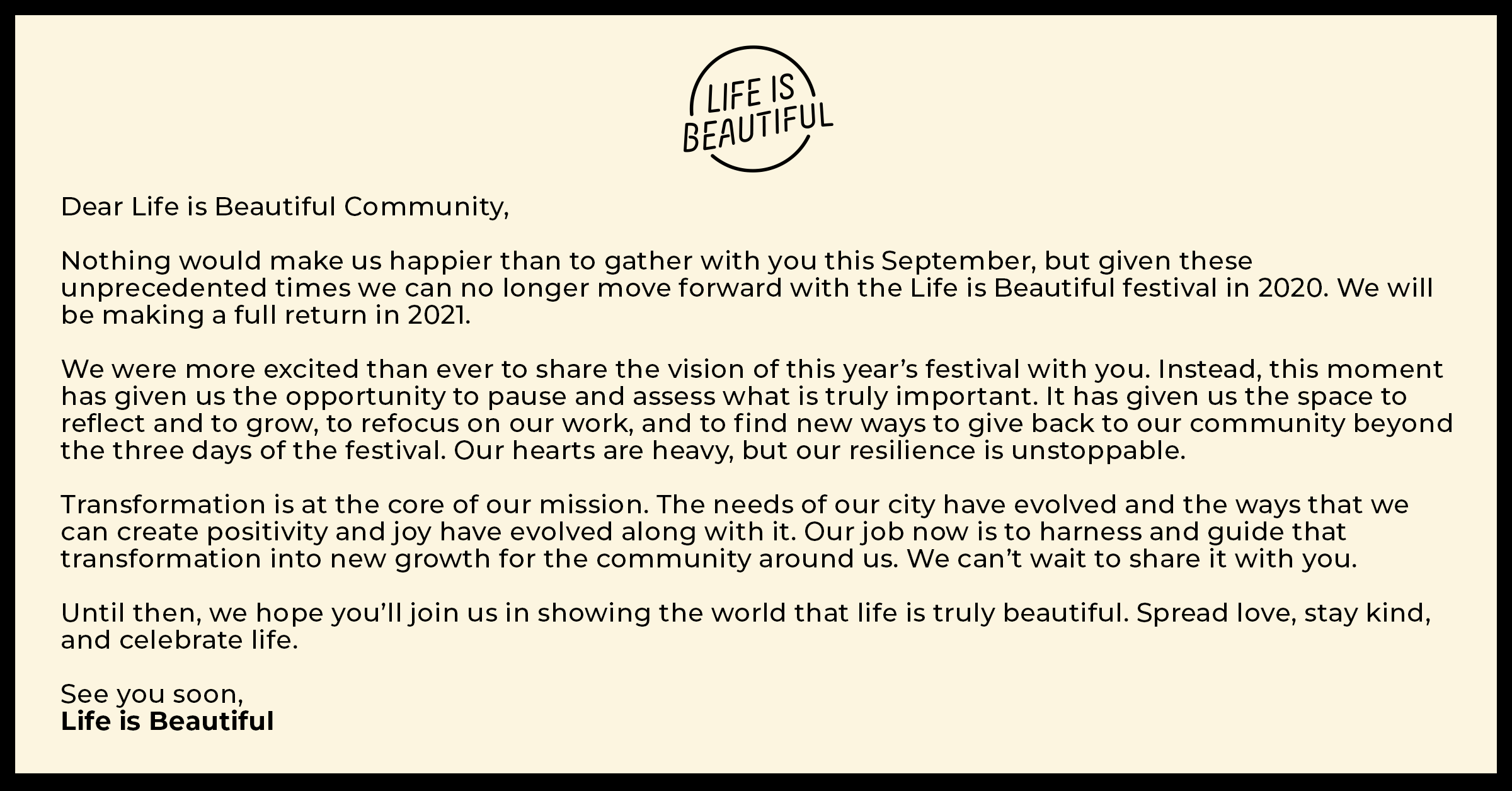 Life is Beautiful Festival Cancels 2020 Event Due to COVID-19