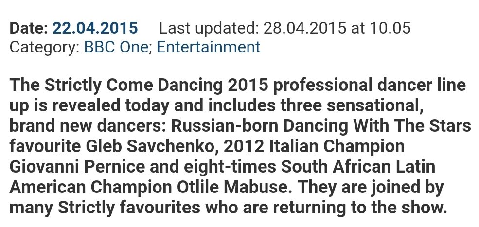 22.04.2015on this exact date 5 years ago  @pernicegiovann1 was announced to be a new professional dancer on strictly come dancing. in these five years of supporting you, you have shown the world how kind, lovable, cheeky, crazy and talented you are-