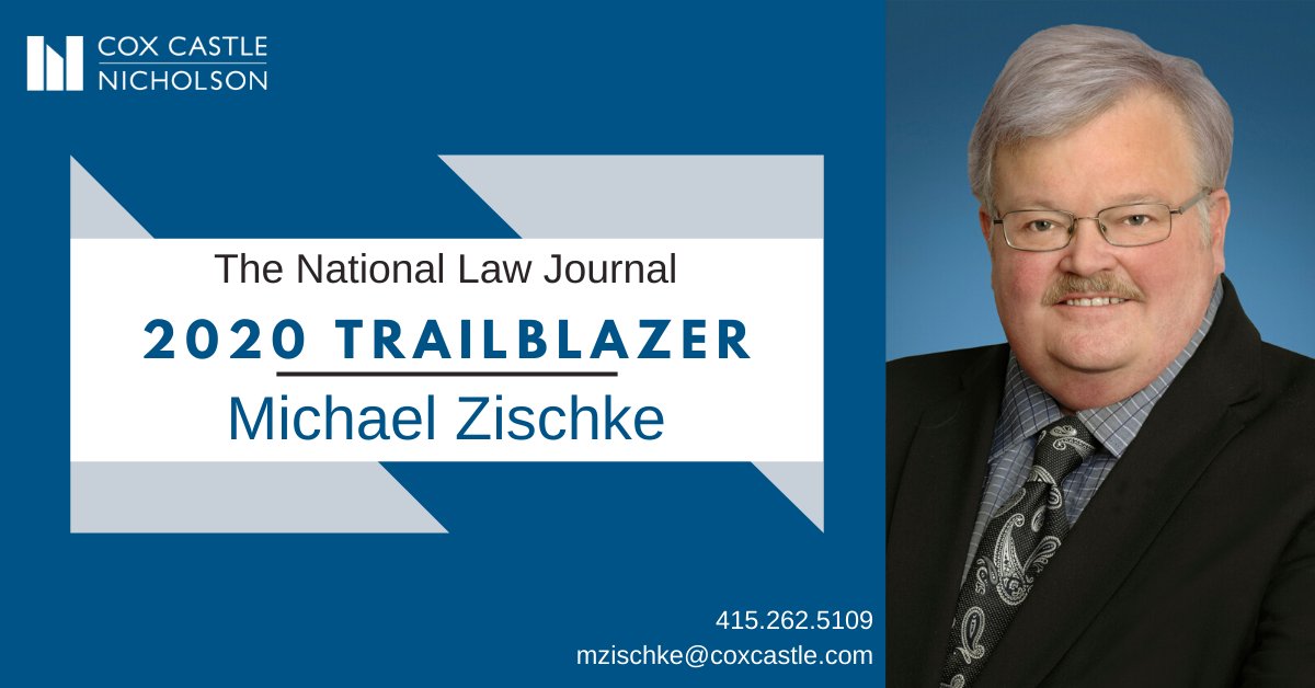 coxcastle's tweet photo. Congrats to Partner Mike Zischke for being honored as a 2020 Trailblazer in Real Estate/Construction Law by The National Law Journal! Read more about his nomination, and the other recipients below: https://t.co/GNfdMfpoGR https://t.co/D30BfiSKYh