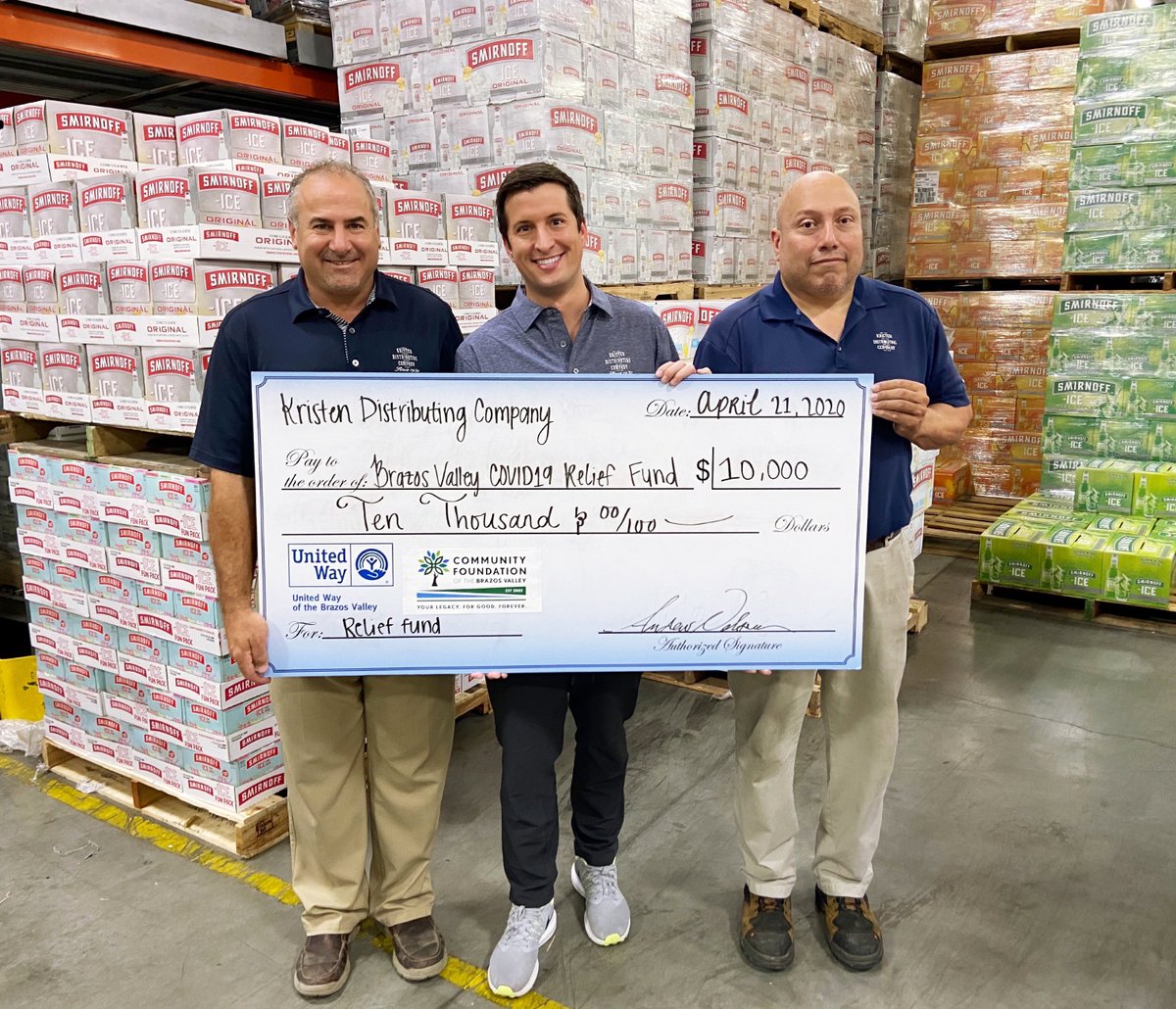 KristenDistTX's tweet photo. Today, Kristen Distributing donated $10,000 to the Brazos Valley COVID-19 Community Fund. The funds donated will be designated to independent bars, restauranteurs and their employees. https://t.co/X7CPSZQD2B