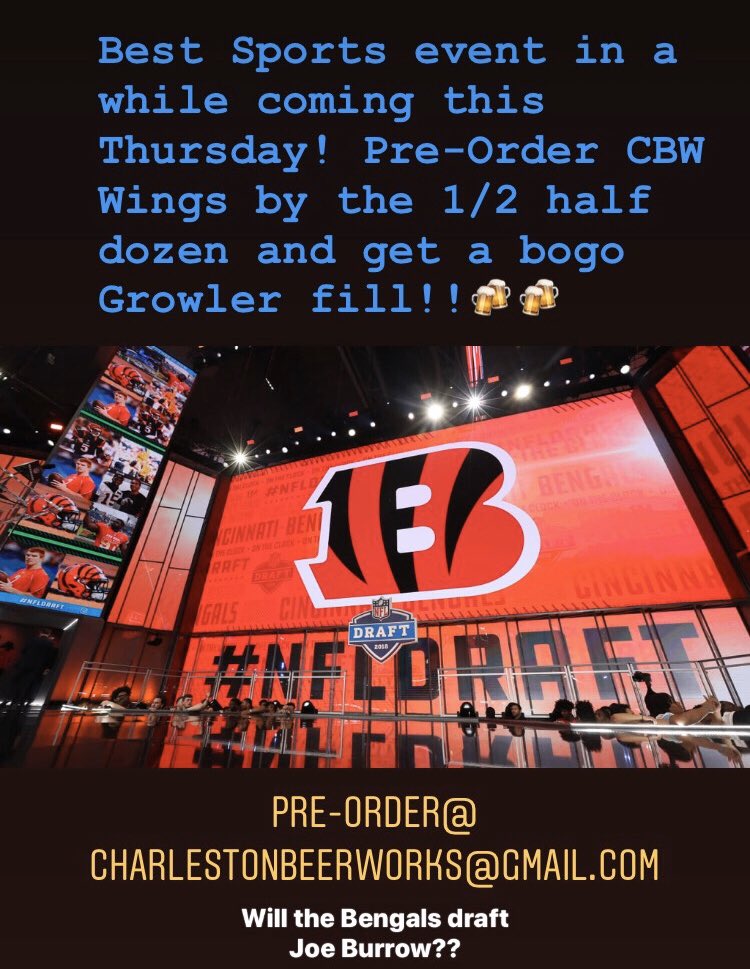 Who thinks the Bengals will blow it on the 1st pick?? Free pint of beer to the 1st 25 people at the CBW reopening if they don’t take Burrow!!🍻🍻