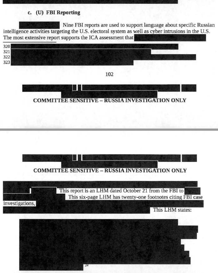 On the topic of "Russian Cyber Intrusions Into State ElectoralInfrastructure,” the committee found that one FBI report was missing.