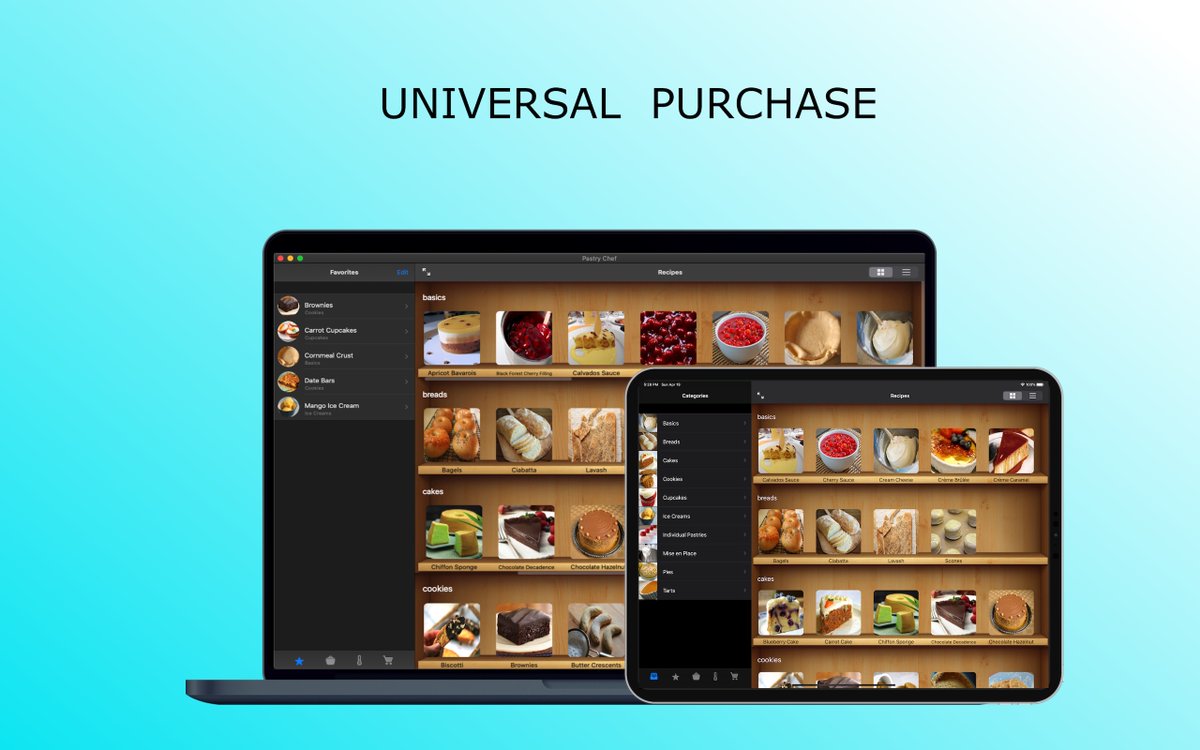 New update available for Pastry Chef Elite.

Finally... The best of both Worlds: 
Enjoy your favourite Recipes on iOS or MacOS with a single purchase. 

apps.apple.com/app/id490156755

#cooking #pastry #desserts #recipes #ios #apps #cakes #chef @elemento_arts