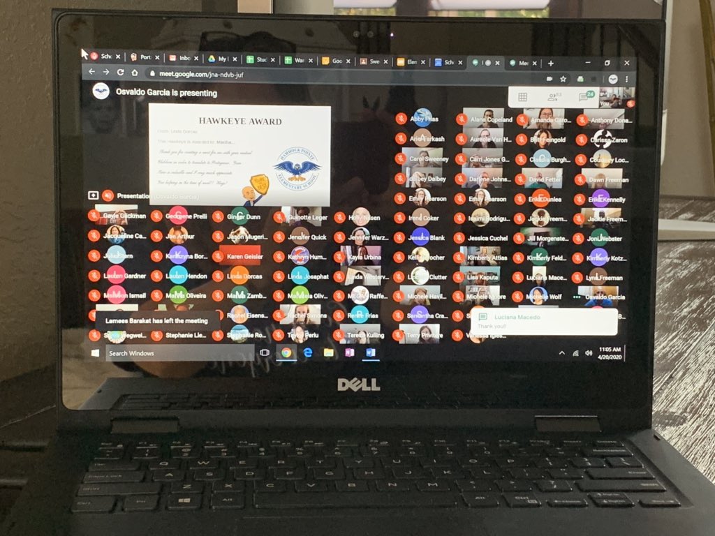 cookst313's tweet photo. Now we get the opportunity to recognize our amazing teachers weekly with “Hawk Eyes”! Always look for the silver lining in any situation . @HammockPointeEL @Instr_sup #GoogleMeet faculty meetings. https://t.co/168t807m5V