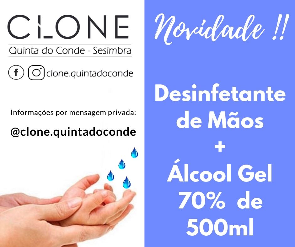RuthCLONE_QC's tweet image. Cuide de si e de toda a sua Família!!

✔ Desinfetante de Mãos com Álcool 70% de 500ml

📩 Informações: 
facebook.com/clone.quintado…
(Estamos ao dispor em horário a combinar)

CLONE Quinta do Conde - Sesimbra 
#vamostodosficarbem 🌈
#fiqueemcasa 🏚