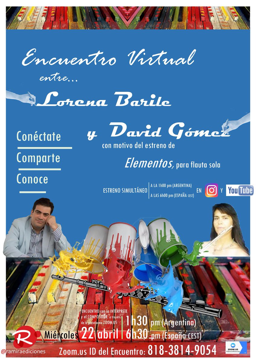 ByDavidGomez's tweet photo. El 22 de abril celebra el Día de la Madre Tierra, y para celebrarlo vamos a estrenar mi obra #Elementos interpretada por la #flautisa #LorenaBarile desde #Argentna. Lo recaudado con esta obra será donado al plan #CruzRojaResponde frente al #COVIDー19 #AyudanosAAyudar https://t.co/vMERy5PDXh