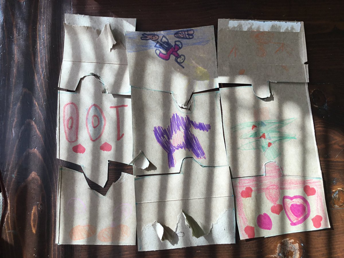 curiouskinders's tweet photo. We continue to explore shape and space concepts as we made our own puzzles, sorted pieces and looked at picture, letter and shape clues to put our puzzles back together again. #fcsinspired #wearecbe #cbemath https://t.co/vNiUIyiUUX