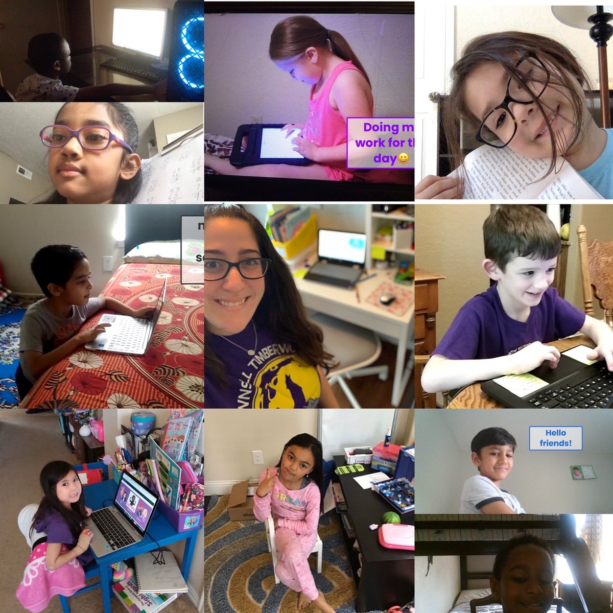 MissBBaez's tweet photo. @TownsellElem Ms. Baez and some of her scholars showing off how we learn and work at home! #townsellspiritweek https://t.co/THjaCfaDS5