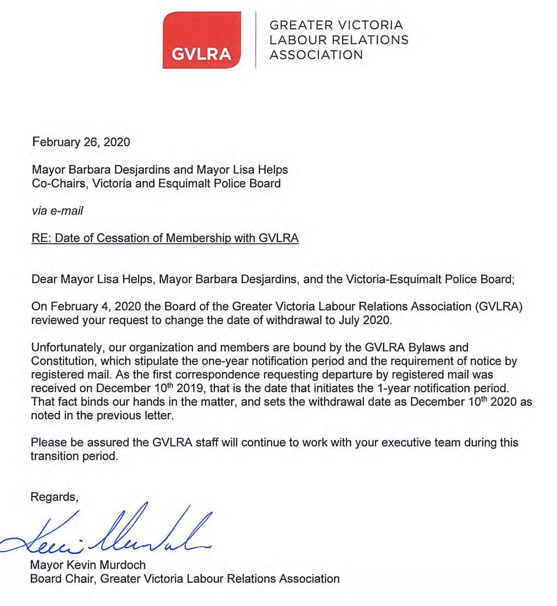 The police board and/or VicPD are withdrawing from the Greater Victoria Labour Relations Association. I’m not sure what that’s about. Withdrawal is set for December 10, 2020; the police board had asked for July.