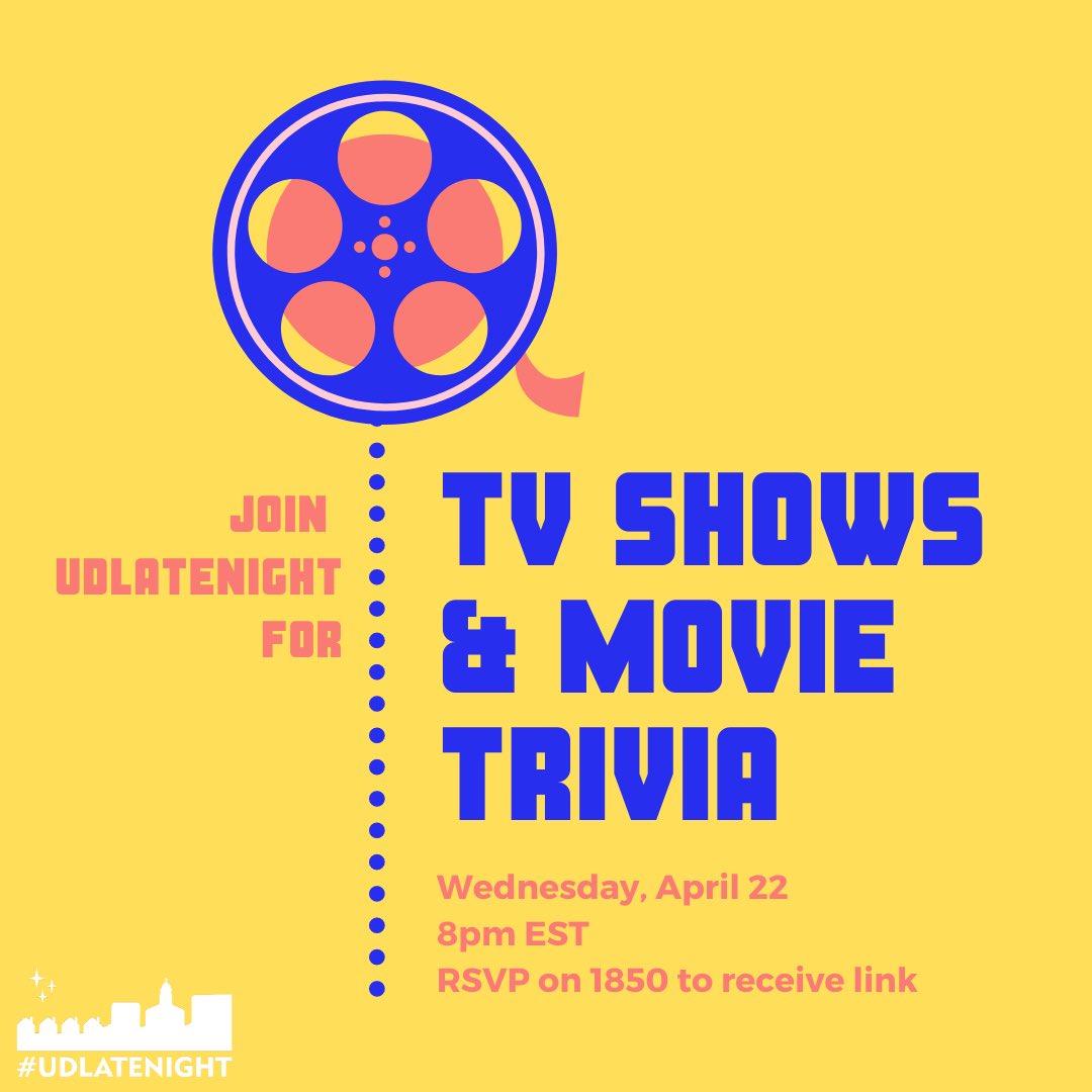 Join us for TV Shows and Movie trivia Tomorrow at 8pm EST! Register on 1850 to receive link 🎬✨