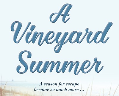 a partial book cover shown of a blue sky overlooking a beach