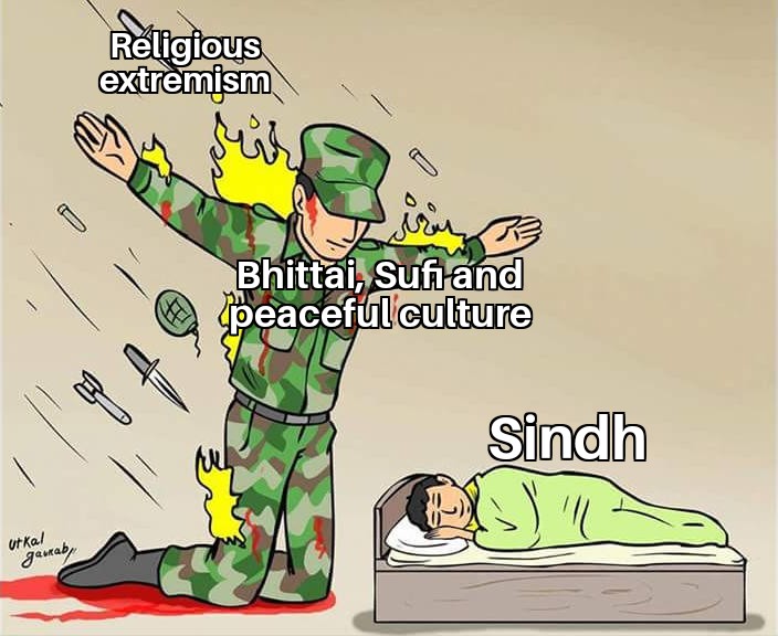 I'll end it here with this one. With religious extremism on the rise everywhere post Zia, Sindh has also been affected and its shield has worn thin in recent times. But even then, Sindh is still far more resistant to religious extremism than others.