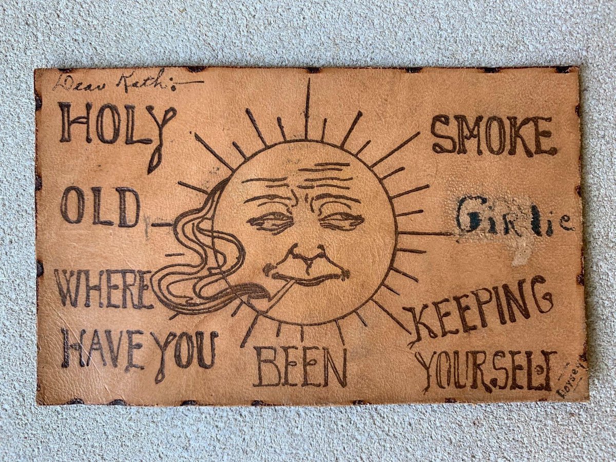 musgrandprairie's tweet photo. As the sun sets on this Earth Day Eve, we wanted to bring some #MuseumSunshine 🌞 to our followers as well as our friends at the @ChampCoMuseums, @McHistoryMuseum, @ILStateMuseum, @IllinoisMuseums &amp; @ALPLM.

Check out this leather postcard sent to a special someone ❤️ in 1907! https://t.co/ApoQfbXQpH