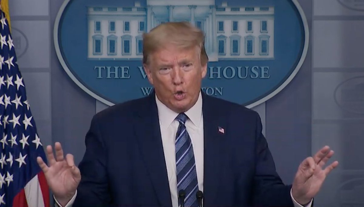 1/ THREAD: This is NOT an 'Okay gesture'. Trump says, "it's easy, ya know it's easier to stop everything cold" as he displays a White Power sign with both hands. A simple 'Okay sign' is highly out-of-context in this scenario... #BodyLanguge  #BodyLanguageExpert  #TrumpPressConf