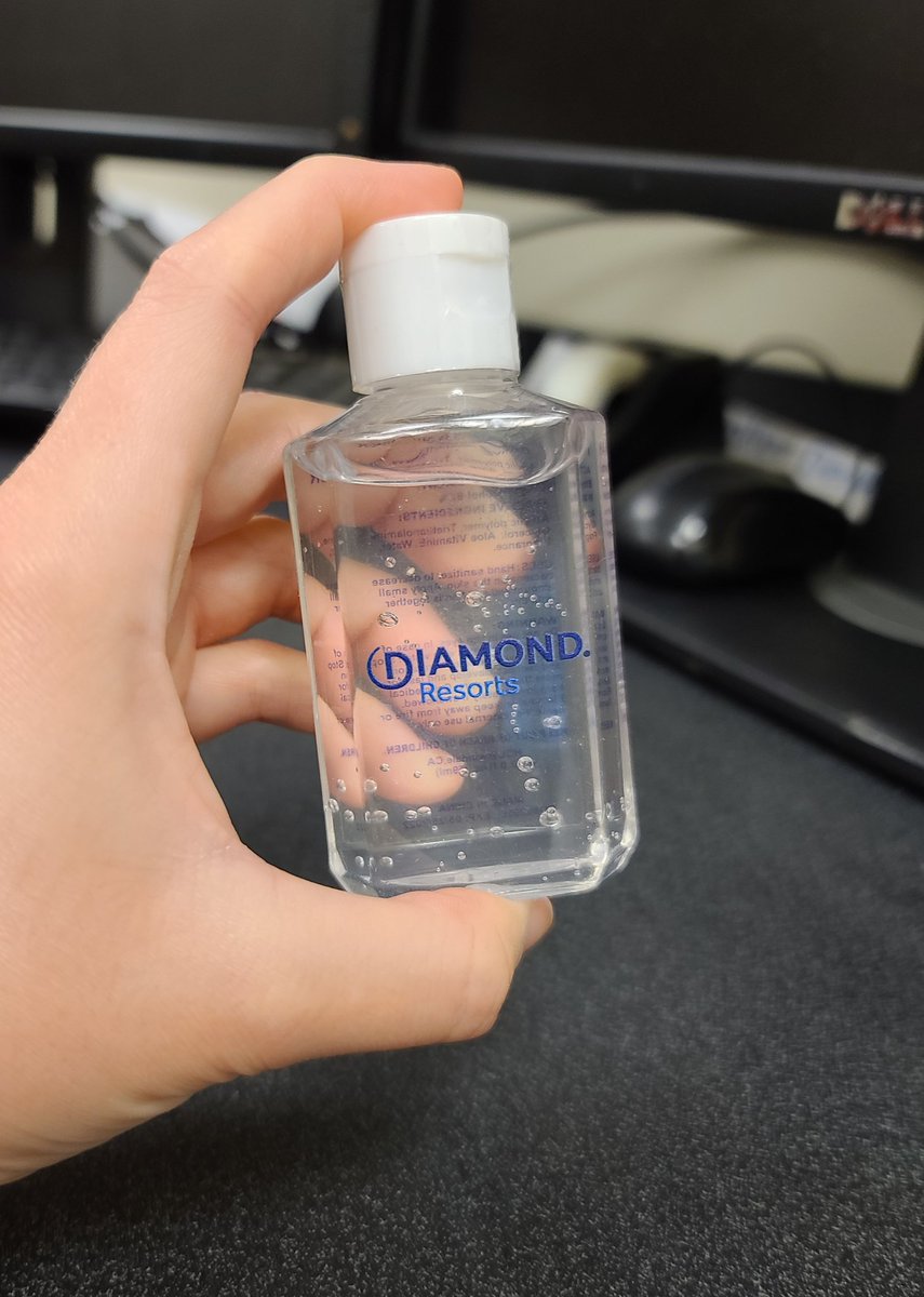 I feel like I'm holding a bar of gold! Thank you, @VicMcGo and @diamondresorts for the bottles of hand sanitizer! 
#lifeatdiamond #diamondresorts #diamondcareers #staysafeyall